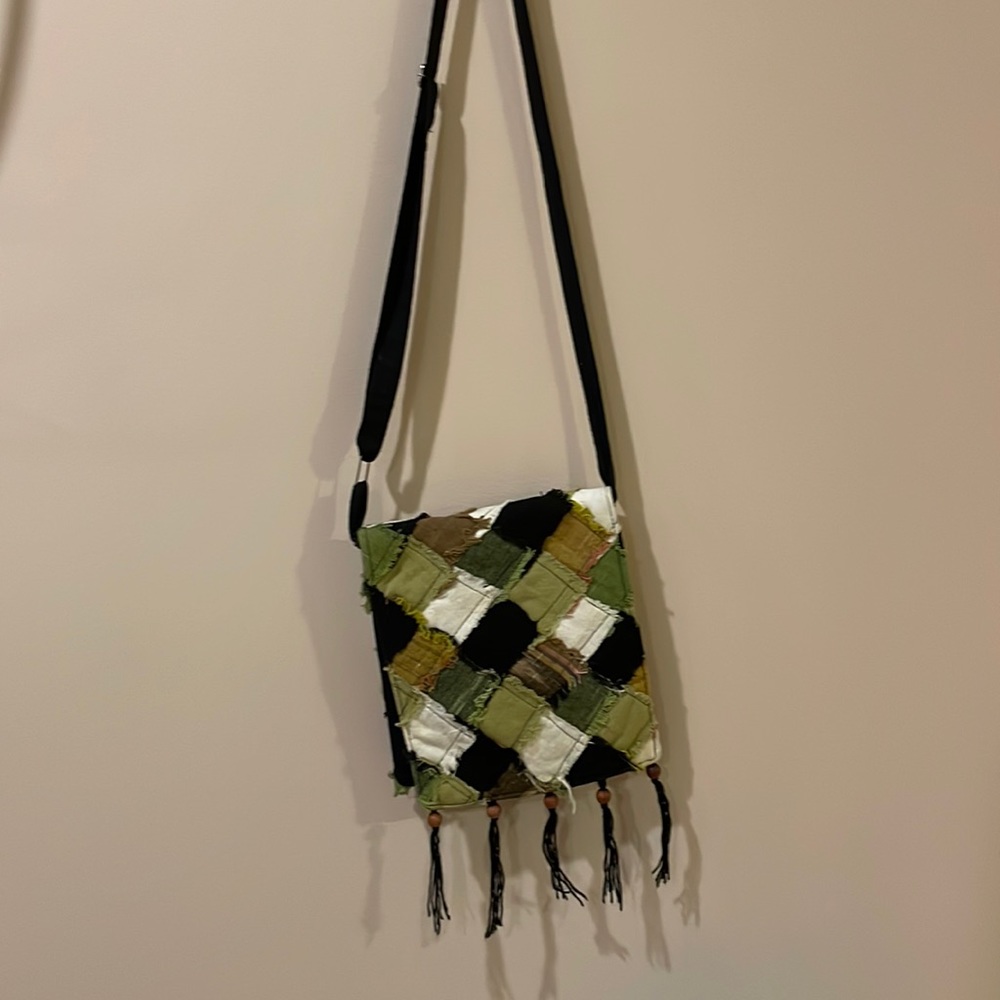 Green/Multi-Colored Patchwork Crossbody Bag - image 1